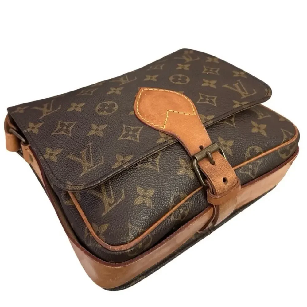 Louis Vuitton Monogram Cartouchiere Crossbody Vintage Brown Leather Shoulder Bag